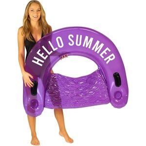 Pool Candy Hello Summer Inflatable Sun Chair Grape Purple Pool Float Beach New